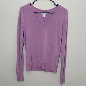 Athleta Lavender V-Neck Long Sleeve Top